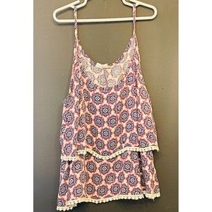 Nabee Women Rayon Sleeveless Flowy Tank Blouse M Medium Boho